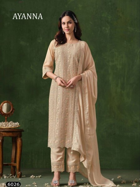 Cream Sparkle  Heavy Rangoli Suit with Heavy Cording Embroidery Party Perfect