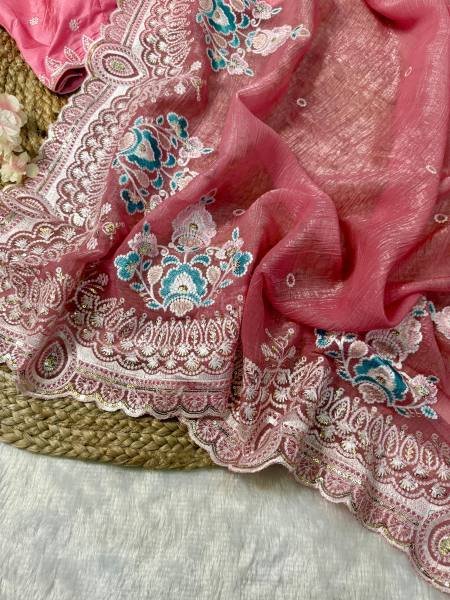 Crunchy Soft Silk Saree with Exquisite Embroidery  Embroidery Sarees Wholesale