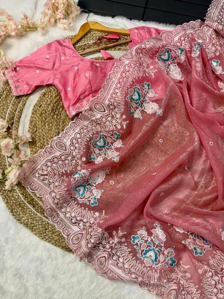 Crunchy Soft Silk Saree with Exquisite Embroidery  Embroidery Sarees Wholesale