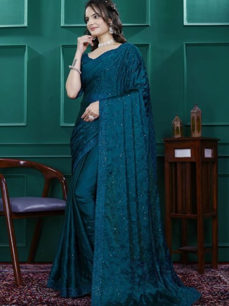 Cut Work Embroidery Saree in Rangoli Silk Saree Manufacturer in Surat 