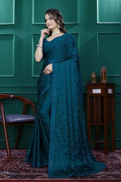 Cut Work Embroidery Saree in Rangoli Silk Saree Manufacturer in Surat Embroidery Sarees Wholesale