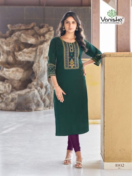 Dark Fantasy Catalogue Roman Silk Kurti Collection   Straight Cut Long Kurtis