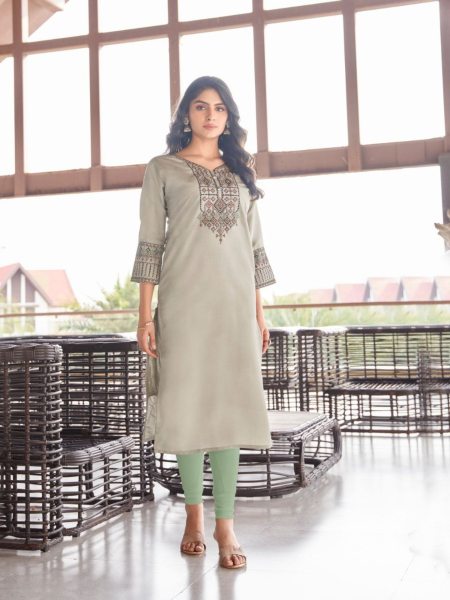 Dark Fantasy Catalogue Roman Silk Kurti Collection   Straight Cut Long Kurtis