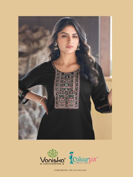 Dark Fantasy Catalogue Roman Silk Kurti Collection   Straight Cut Long Kurtis