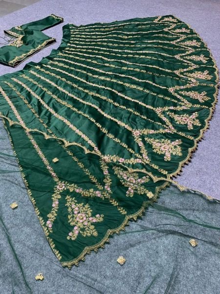 Dark Green Designer Silk Lehenga Choli  Designer Lehenga Choli