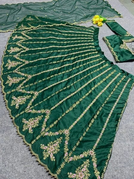Dark Green Designer Silk Lehenga Choli  Designer Lehenga Choli