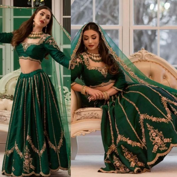 Dark Green Designer Silk Lehenga Choli  Designer Lehenga Choli
