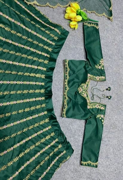 Dark Green Designer Silk Lehenga Choli  Designer Lehenga Choli