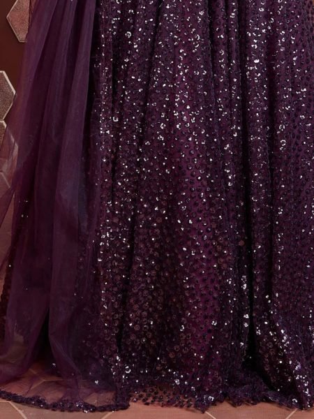 Dark Wine Party Special Soft Net Lehenga Choli by Royal Export Designer Lehenga Choli