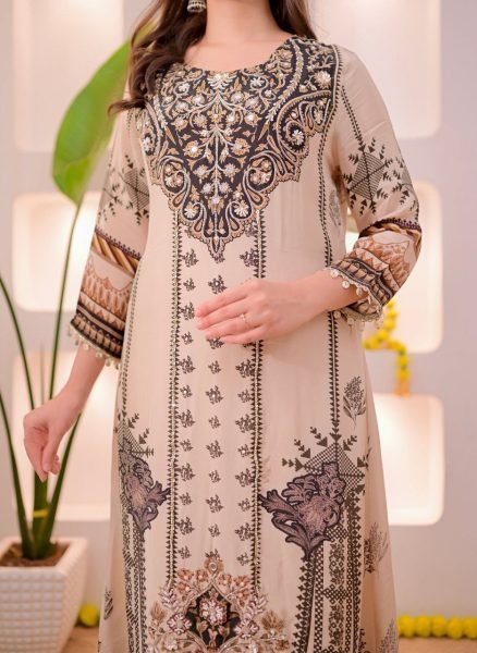Dazzling Pakistani Maslin Mirror Work Suit with Dupatta for Office Wear Cotton Kurtis Wholesale