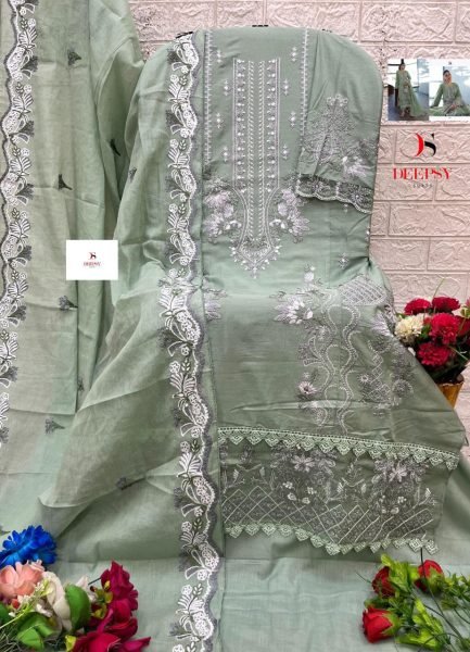 Deepsy ELAN 4 Cotton Suits with Heavy Thread Work and Mal Mal Dupatta  Pakistani Suits Wholesale