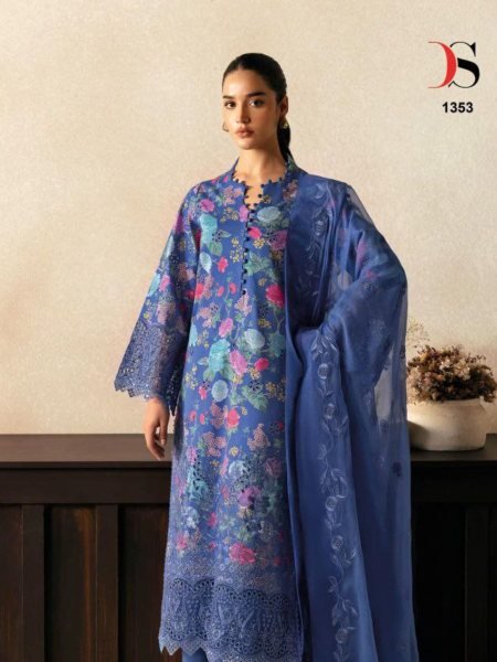 Deepsy Rungrez Chikankari Cotton Suits with Semi Stitched Embroidery Work Bulk Order Ready Pakistani Suits Wholesale