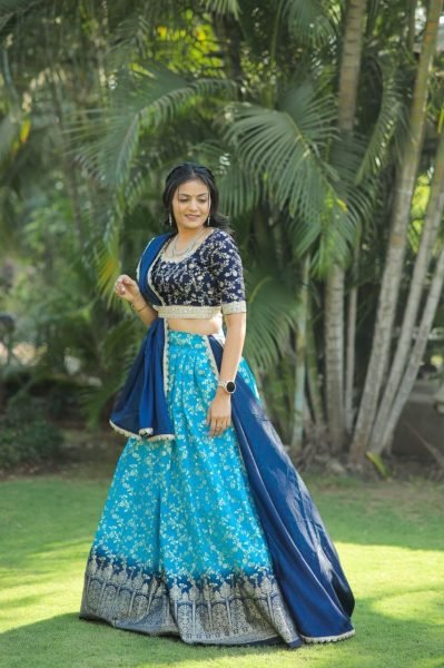 Delightful Mother Daughter Combo Pure Silk with Zari Weaving Half Saree Set Half Saree Lehenga