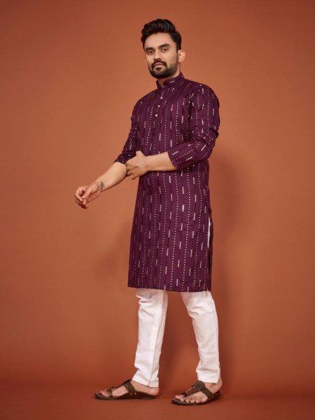 Desi Boy Look Sequance Embrodery Cotton kurta pant Kurta Pajama Wholesale