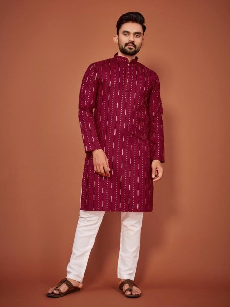 Desi Boy Look Sequance Embrodery Cotton kurta pant Kurta Pajama Wholesale