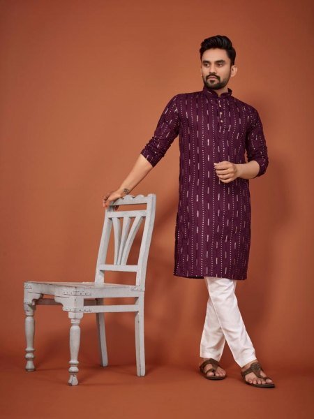 Desi Boy Look Sequance Embrodery Cotton kurta pant Kurta Pajama Wholesale
