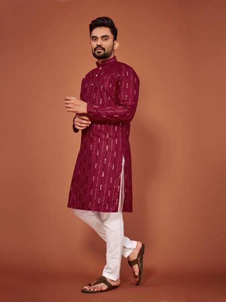 Desi Boy Look Sequance Embrodery Cotton kurta pant Kurta Pajama Wholesale