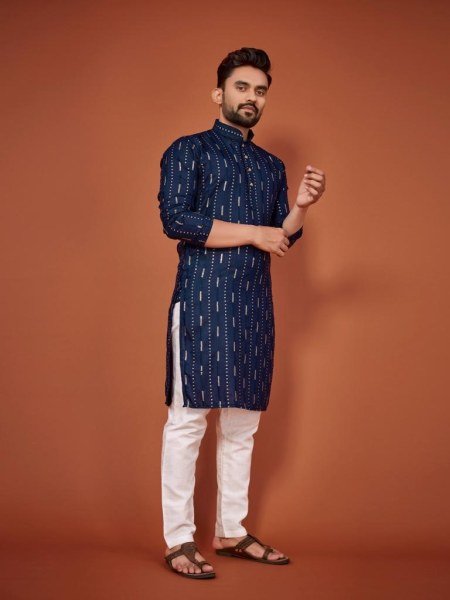 Desi Boy Look Sequance Embrodery Cotton kurta pant Kurta Pajama Wholesale