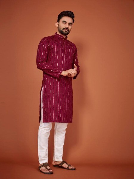 Desi Boy Look Sequance Embrodery Cotton kurta pant Kurta Pajama Wholesale