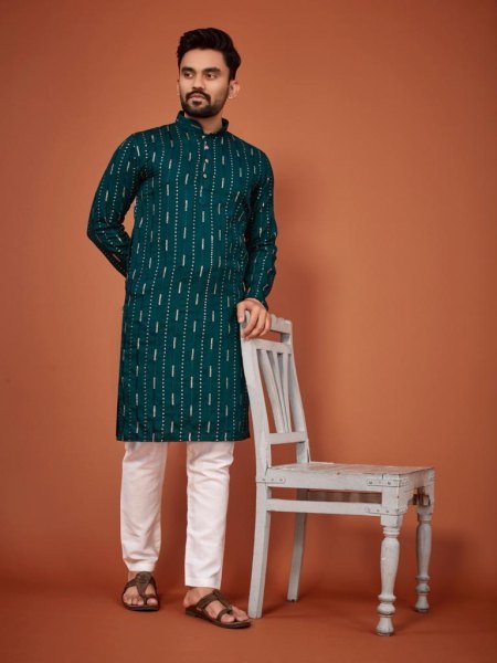 Desi Boy Look Sequance Embrodery Cotton kurta pant Kurta Pajama Wholesale