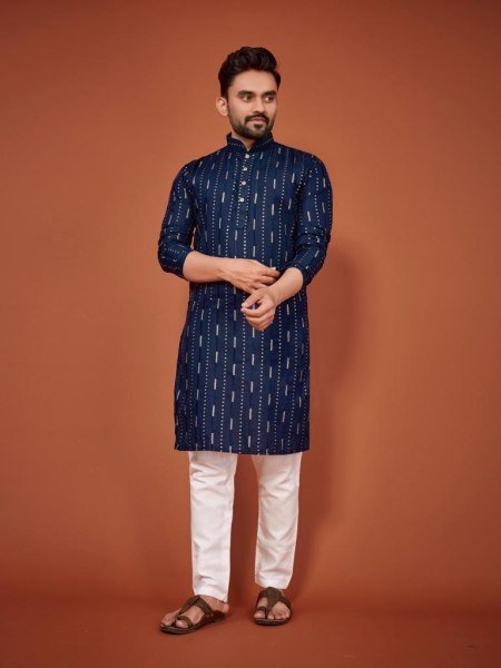 Desi Boy Look Sequance Embrodery Cotton kurta pant Kurta Pajama Wholesale