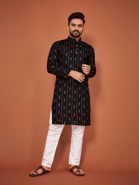 Desi Boy Look Sequance Embrodery Cotton kurta pant Kurta Pajama Wholesale