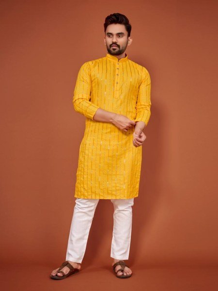 Desi Boy Look Sequance Embrodery Cotton kurta pant Kurta Pajama Wholesale