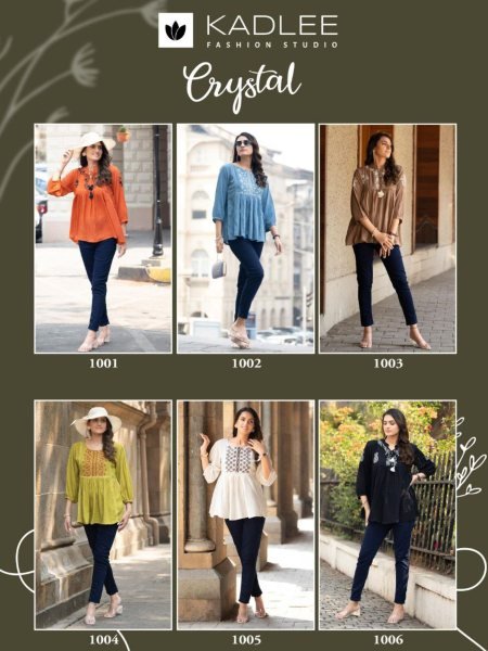 Crystal Select Collection Rayon Wrinkle Tops with Elegant Hand Embroidery Full Set Kurti
