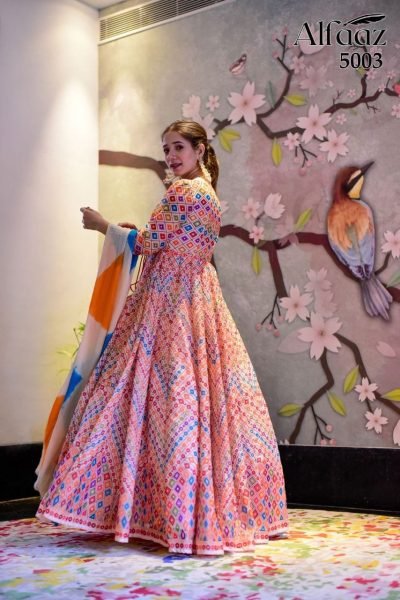 Designer Anarkali Silk Cotton Printed Gown   Dupatta Anarakali Gown Wholesale