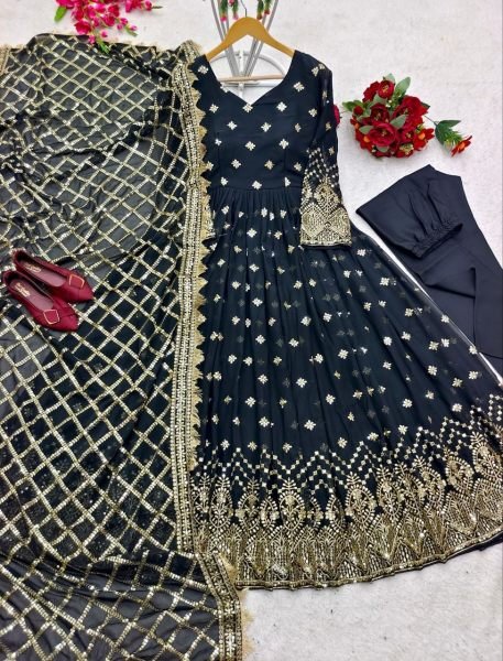 Designer Anarkali Style Long Gown With Embroidery For Women   Ready To Wear Collection