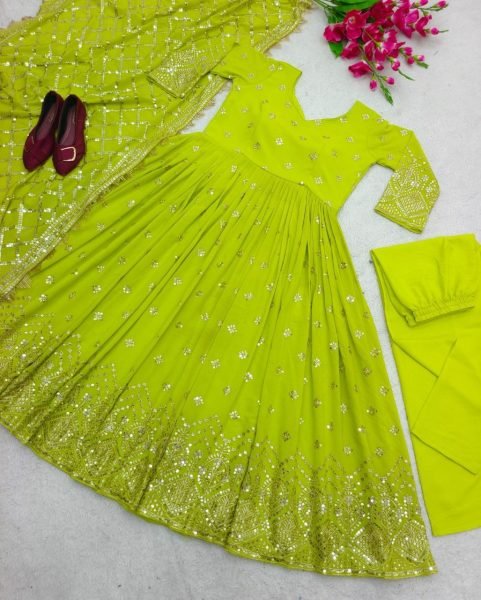 Designer Anarkali Style Long Gown With Embroidery For Women   Ready To Wear Collection