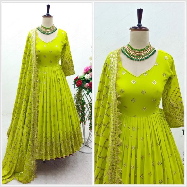 Designer Anarkali Style Long Gown With Embroidery For Women   Ready To Wear Collection
