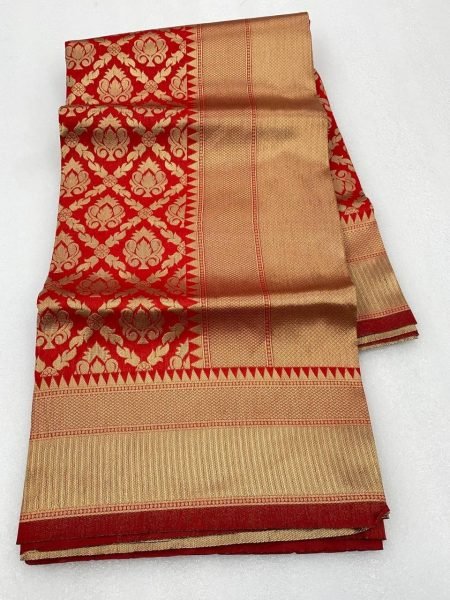 Designer Banarasi Soft Silk Saree With Golden Zari Weaving  Banarasi Saree Wholesale