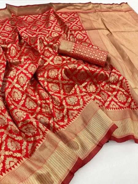Designer Banarasi Soft Silk Saree With Golden Zari Weaving  Banarasi Saree Wholesale