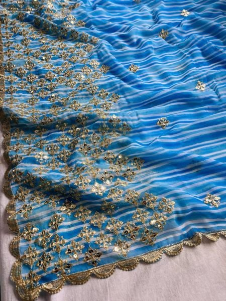  Designer Blue Color Soft Georgette Beautiful Digital Printed Saree Georgette Sarees Wholesale