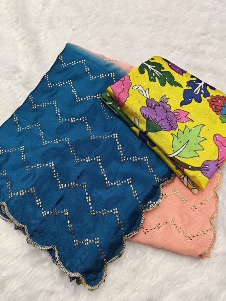 Designer Chinnon Padding Silk Saree With Designer Printed Blouse With Butties Work Silk Sarees Wholesale