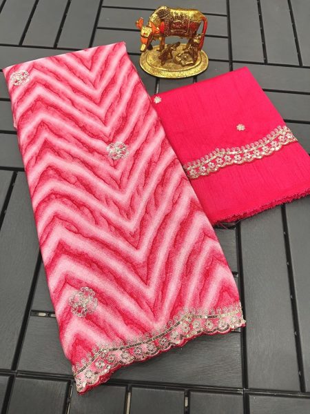 Designer Chinnon Silk Saree With Zig Zag Print For Women  Silk Sarees Wholesale