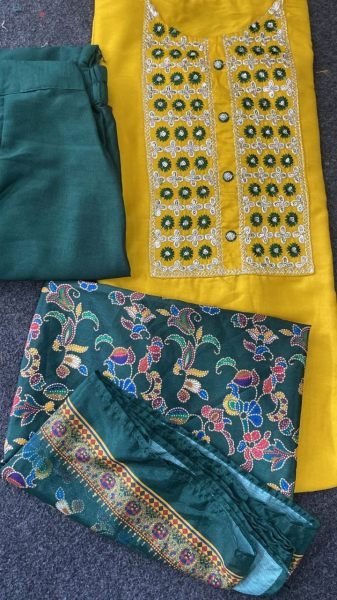 Designer Chinon Embroidered Kurti Plazzo Set  3 Piece Kurti Set