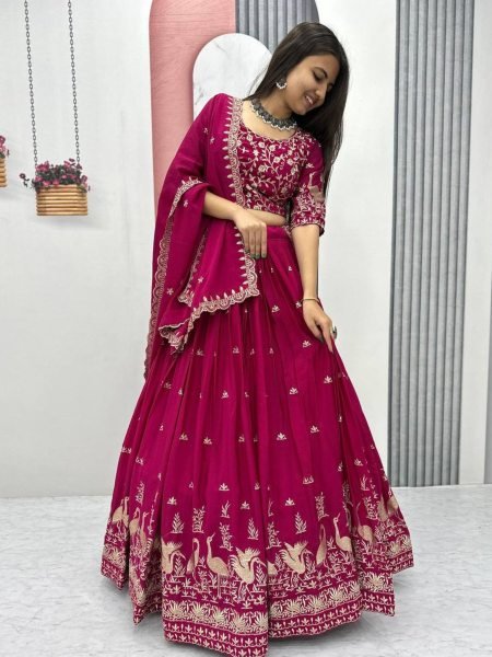 Designer Chinon Lehenga Choli Set with Intricate Embroidery Ready to Wear Outfit Best Wholesale Price 