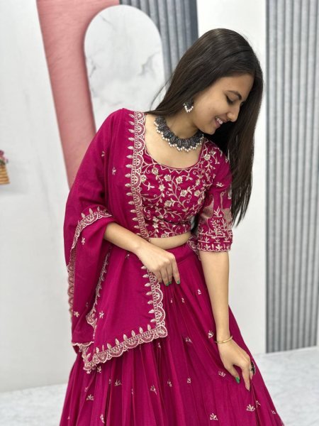 Designer Chinon Lehenga Choli Set with Intricate Embroidery Ready to Wear Outfit Best Wholesale Price Designer Lehenga Choli