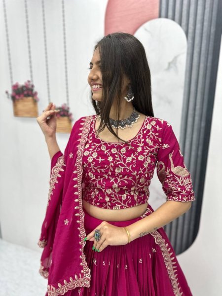 Designer Chinon Lehenga Choli Set with Intricate Embroidery Ready to Wear Outfit Best Wholesale Price Designer Lehenga Choli