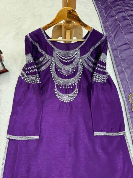 Designer Chinon Silk Kurti with Dupatta and pant  Kurti With Bottom Wholesale