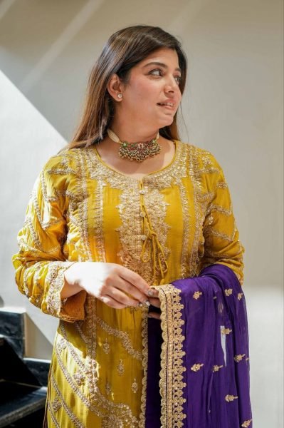 Designer Chinon Silk Plazzo Suit with Cording Sequin Embroidery Festive  Wedding Ready Ready To Wear Collection