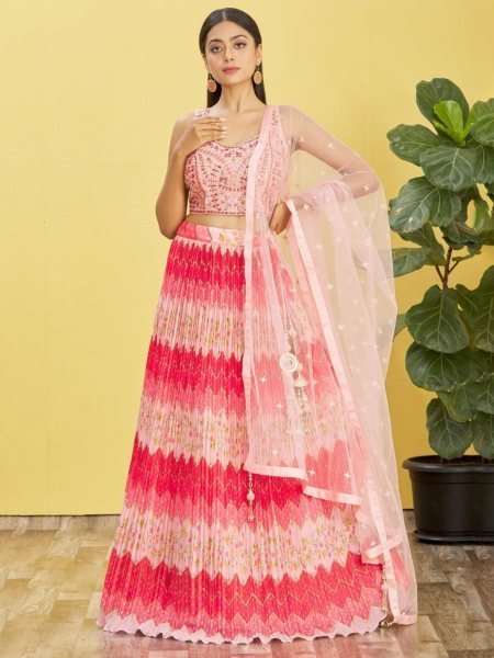 Designer Chinon Zari and Sequence  Embroidery Lehenga Choli  