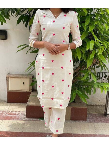 Designer Cora Cotton Kurta With Pant  Kurti With Bottom Wholesale