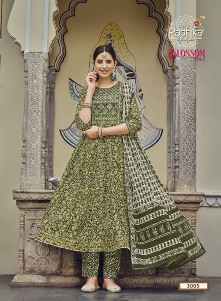Designer Cotton Embroidery Kurti pant With Dupatta 3 Piece Kurti Set