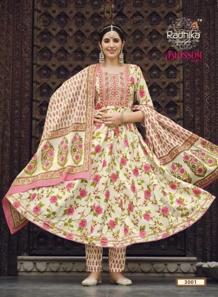 Designer Cotton Embroidery Kurti pant With Dupatta 3 Piece Kurti Set
