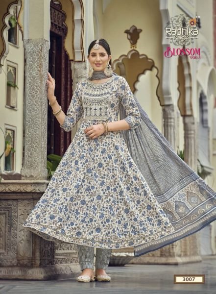 Designer Cotton Embroidery Kurti pant With Dupatta 3 Piece Kurti Set