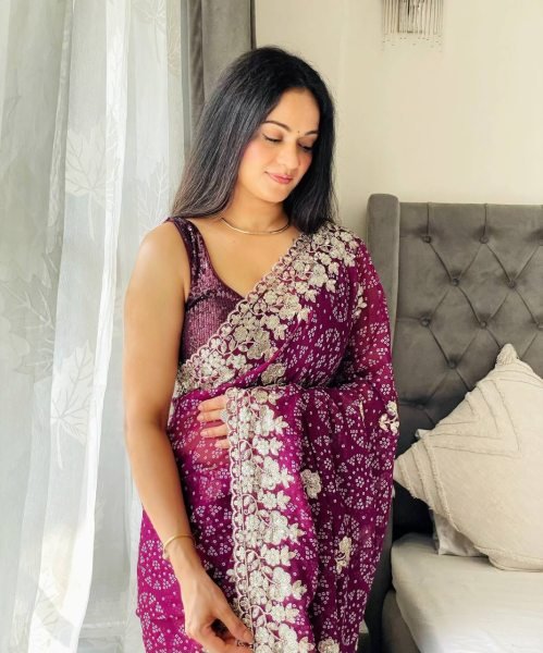 Designer Digital Print Georgette Saree with Mono Silk Blouse 4 Color Options Ready for Wholesale  Georgette Sarees Wholesale
