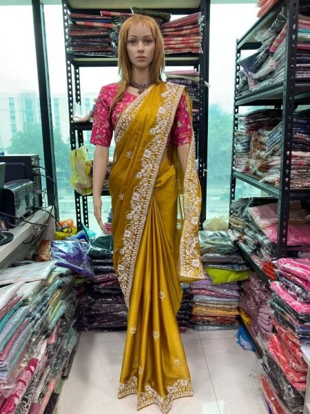 Designer Elephant Motif Saree in Rangoli Silk New Collection with Lace Piping Surat Supplier  Embroidery Sarees Wholesale